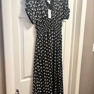 Chic Black and White Patterned Midi Dress